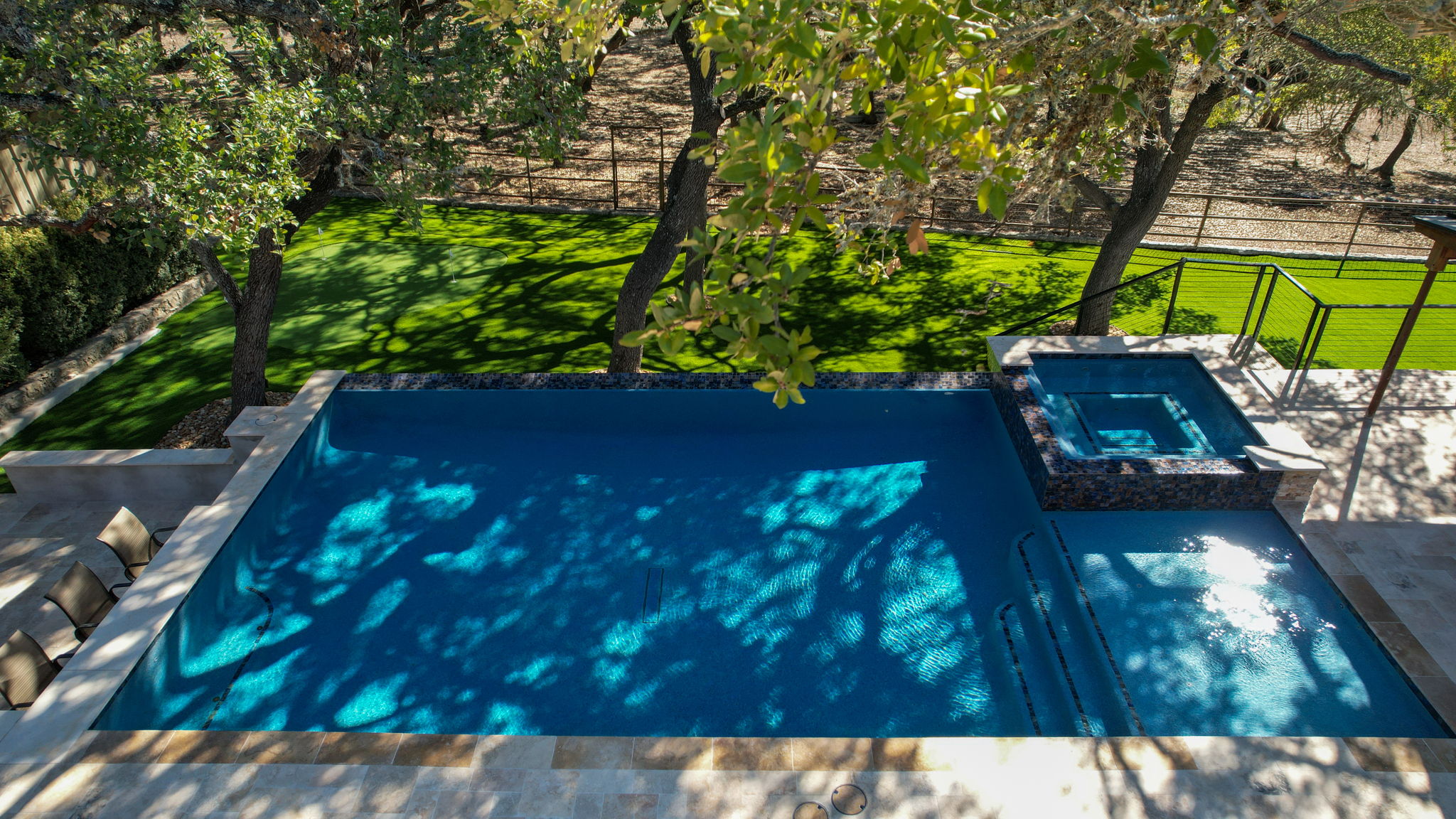 Aerial view of custom pool project
